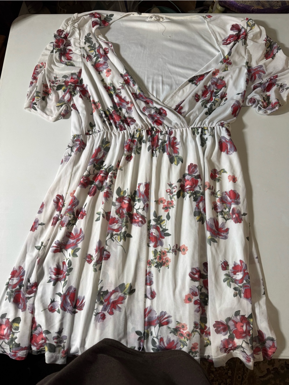 White dress with Floral Design